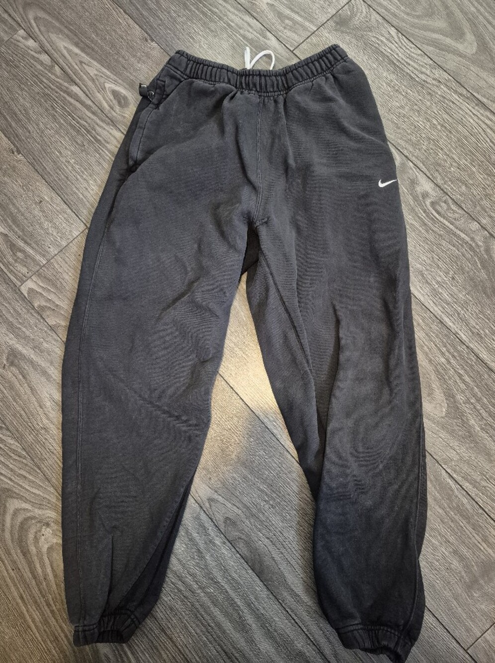 Vintage Nike Baggy Sweatpants Faded Black Embroidered Mini Swoosh Pants Small